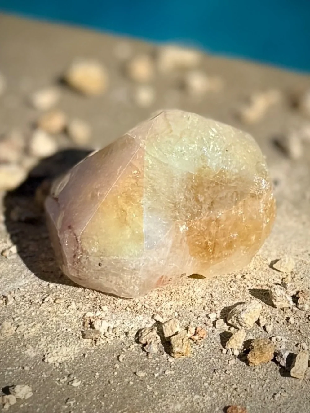 Angel Aura Citrine Crystal Point/Shimmer Amber Clear White Geometric Tower